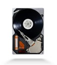 Futuristic hdd player of vinyl disc, concept steampunk