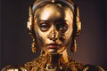 Gold brass looking humanoid robot cyborg