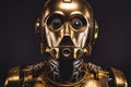 Gold brass looking humanoid robot cyborg