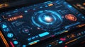 Futuristic head up display showing interactive data analysis interface