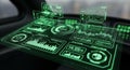 Futuristic HUD Interface with Green Neon Graphics Royalty Free Stock Photo