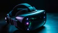 Futuristic headset with protective eyewear for virtual reality simulation generated by AI
