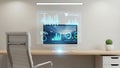 Futuristic Health Analytics Display on Modern Office Desk Royalty Free Stock Photo