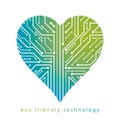 Futuristic heart shape vector illustration, technology and science conceptual design.