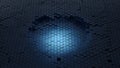 Futuristic Hexagon Grid Background with Blue Central Glow Royalty Free Stock Photo