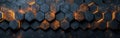 Futuristic Hexagon Technology Background in Gold, Brown, Gray, and Black with 3D Texture - AI Generated Banner