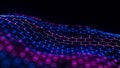 Futuristic hexagon wave. Abstract hexagon wave pattern. Dark cyberspace. Abstract wave with dots and line. 3d vector Royalty Free Stock Photo