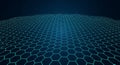 Futuristic hexagonal grid pattern with blue green and black colors on dark background Royalty Free Stock Photo