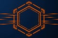 Advanced technological hexagon frame design with energetic light beams for digital concepts. Royalty Free Stock Photo