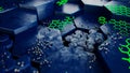 Futuristic Hexagonal Landscape with Neon Green Details