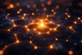 Futuristic Hexagonal Network with Glowing Nodes for Technology Design Generative AI Royalty Free Stock Photo