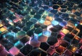 Futuristic Hexagonal Pattern Background - Glowing Abstract 3D Render for Tech and Design Projects Royalty Free Stock Photo