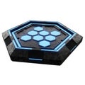 Futuristic Hexagonal Platform with Glowing Blue Lights and Textured Surface on White Background Royalty Free Stock Photo