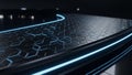 Futuristic Hexagonal Surface with Blue Neon Light Accents technology abstract Royalty Free Stock Photo