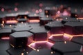 Futuristic Hexagonal Surface with Glowing Neon Elements for Modern Design Generative AI Royalty Free Stock Photo