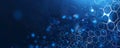 Futuristic hexagons on a blue background with light effects and a tech theme