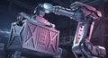 Robotic Arm Lifting Cargo Container Royalty Free Stock Photo