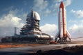 futuristic high-speed aerospace vehicle on launch pad