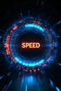 Futuristic High Speed Internet Interface Displaying Fast Performance Metrics and Modern Technology Royalty Free Stock Photo