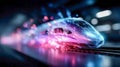 Futuristic high-speed train with digital glowing effects symbolizing innovation and smart transportation Royalty Free Stock Photo