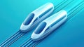 Futuristic high-speed trains racing on parallel tracks in a sleek, modern design, AI Royalty Free Stock Photo