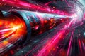 Futuristic High Speed Tunnel with Vibrant Light Streaks and Technology Abstract Concept Royalty Free Stock Photo