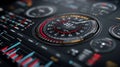 Futuristic high-tech dashboard displaying real-time data and system metrics Royalty Free Stock Photo