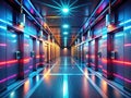 Futuristic HighSecurity Corridor Advanced Surveillance and Access Control System in a 3D Render