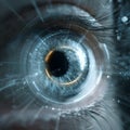 HighTech Security Eye Scanner with Holographic Scanning Rings Royalty Free Stock Photo