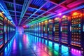 A Futuristic HighTech Server Room Spacious Data Center Design for Cloud Computing and Future Innovation Visualizing the Royalty Free Stock Photo