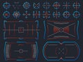 Futuristic hightech virtual screen design. Computer systems hud panel with tracking aim frames vector set Royalty Free Stock Photo