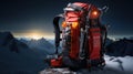 Futuristic Hiking Backpack. All-in-One Hiking Backpack: Hydration, GPS and Emergency Beacon. Generative AI