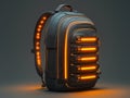 Futuristic Hiking Backpack with Neon LED Accents in Nature