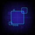 Futuristic hitech frame, technology networking computer, digital user interface vector graphic