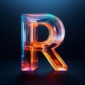 Futuristic Hologram Liquid Letter R Print Design