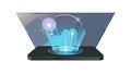 Futuristic Hologram Projector Interface, vector design Generative AI Royalty Free Stock Photo