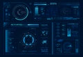 Futuristic hologram ui. Science hud interfaces, graph interface frames and tech regulators or button design elements Royalty Free Stock Photo