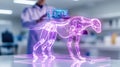 Futuristic holographic canine display in high-tech laboratory environment