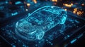 Futuristic holographic car interface displaying detailed circuitry Royalty Free Stock Photo