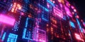 A futuristic holographic cybersecurity hub, displaying glowing AI-driven encryption algorithms,