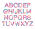 Futuristic holographic 3D effect alphabet letters