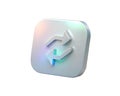 Holographic 3D Repost Icon, isolated on white background