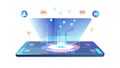 Futuristic Holographic Device Icon - Technology, Innovation Digital Projection, vector design Generative AI Royalty Free Stock Photo