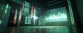 Futuristic holographic financial chart displayed in a modern setting with digital graphics and interactive data visualizations Royalty Free Stock Photo