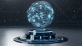 Futuristic Holographic Globe Display on Circular Platform Royalty Free Stock Photo