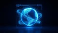 Futuristic holographic globe displayed on a digital interface screen Royalty Free Stock Photo