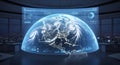 A futuristic holographic globe displaying global data in a high Royalty Free Stock Photo