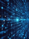Futuristic holographic grid showcasing advanced technology and digital interface design with a glowing node