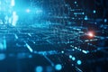 A futuristic holographic interface in 3D where floating hexagonal grids display complex data streams Royalty Free Stock Photo
