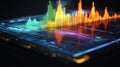 Futuristic holographic interface displaying colorful growing charts and graphs Royalty Free Stock Photo